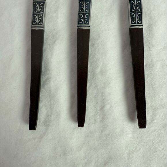 Ekco Eterna La Joya VTG Set 3 Salad Forks Stainless Steel Faux Wood Flatware - Picture 4 of 6